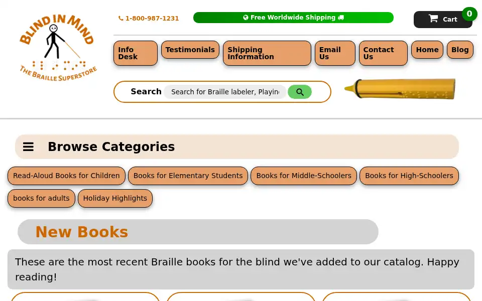 Screenshot of braillebookstore.com