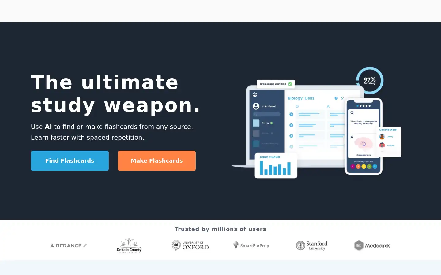 Screenshot of brainscape.com