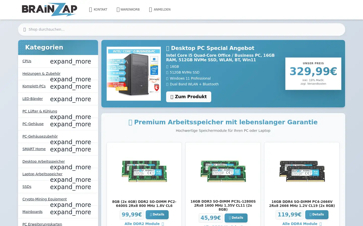 Screenshot of brainzap.de
