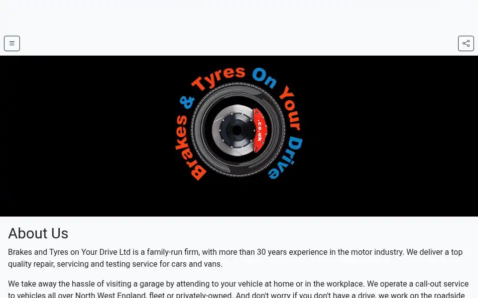 Screenshot of brakesandtyresonyourdrive.co.uk