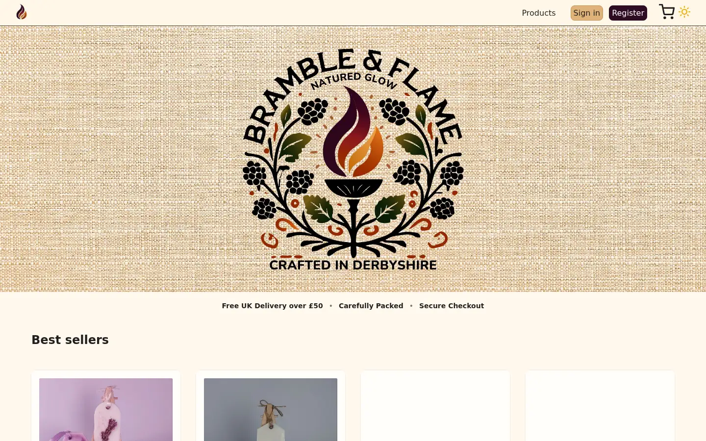 Screenshot of bramble-n-flame.co.uk