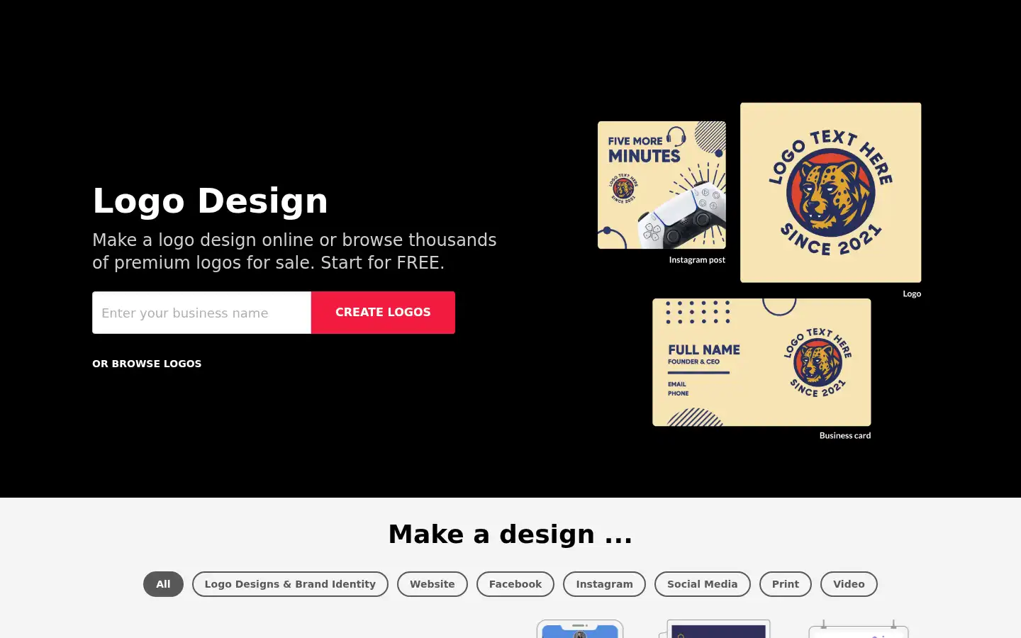 Screenshot of brandcrowd.com