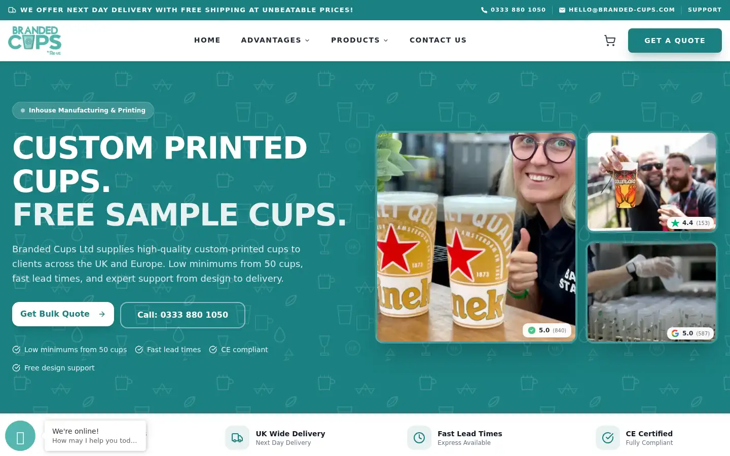 Screenshot of branded-cups.com