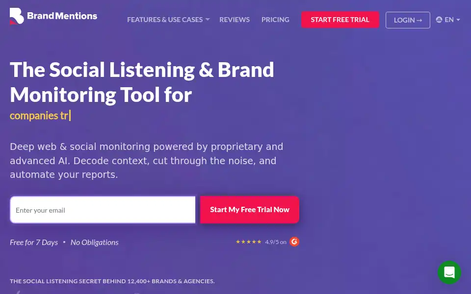 Screenshot of brandmentions.com