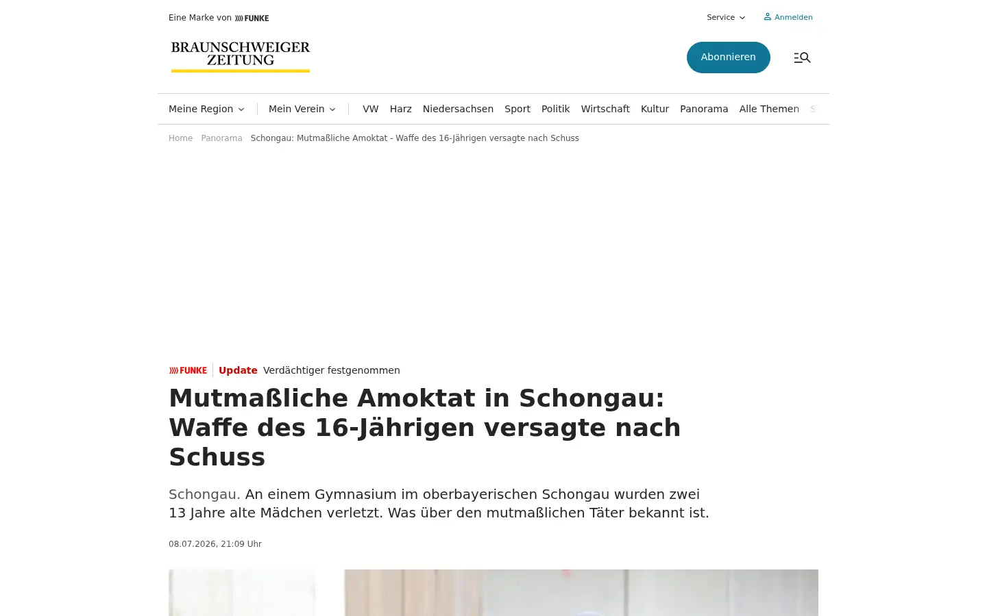 Screenshot of braunschweiger-zeitung.de