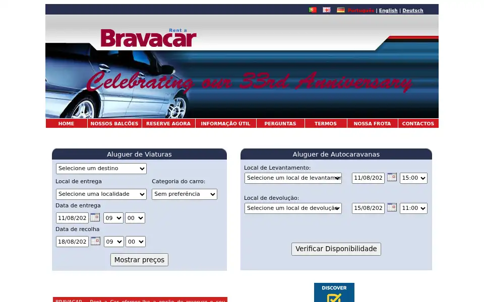 Screenshot of bravacar.com.pt