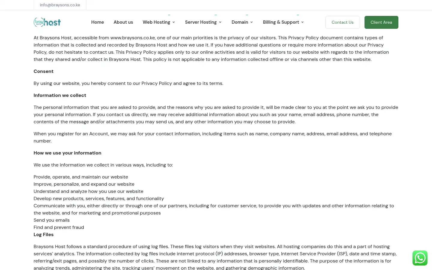 Screenshot of braysons.co.ke