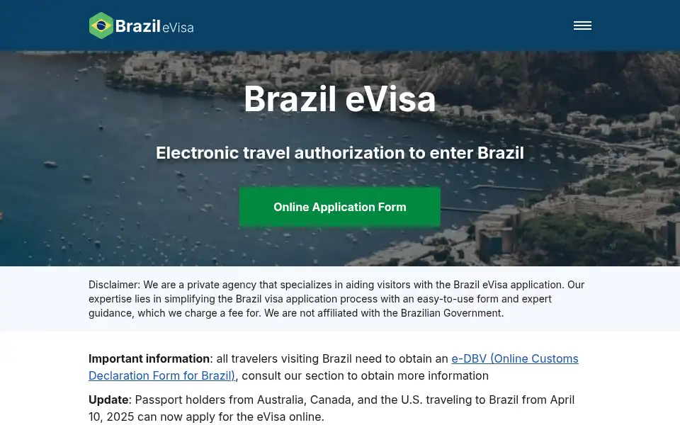 Screenshot of brazilevisas.com