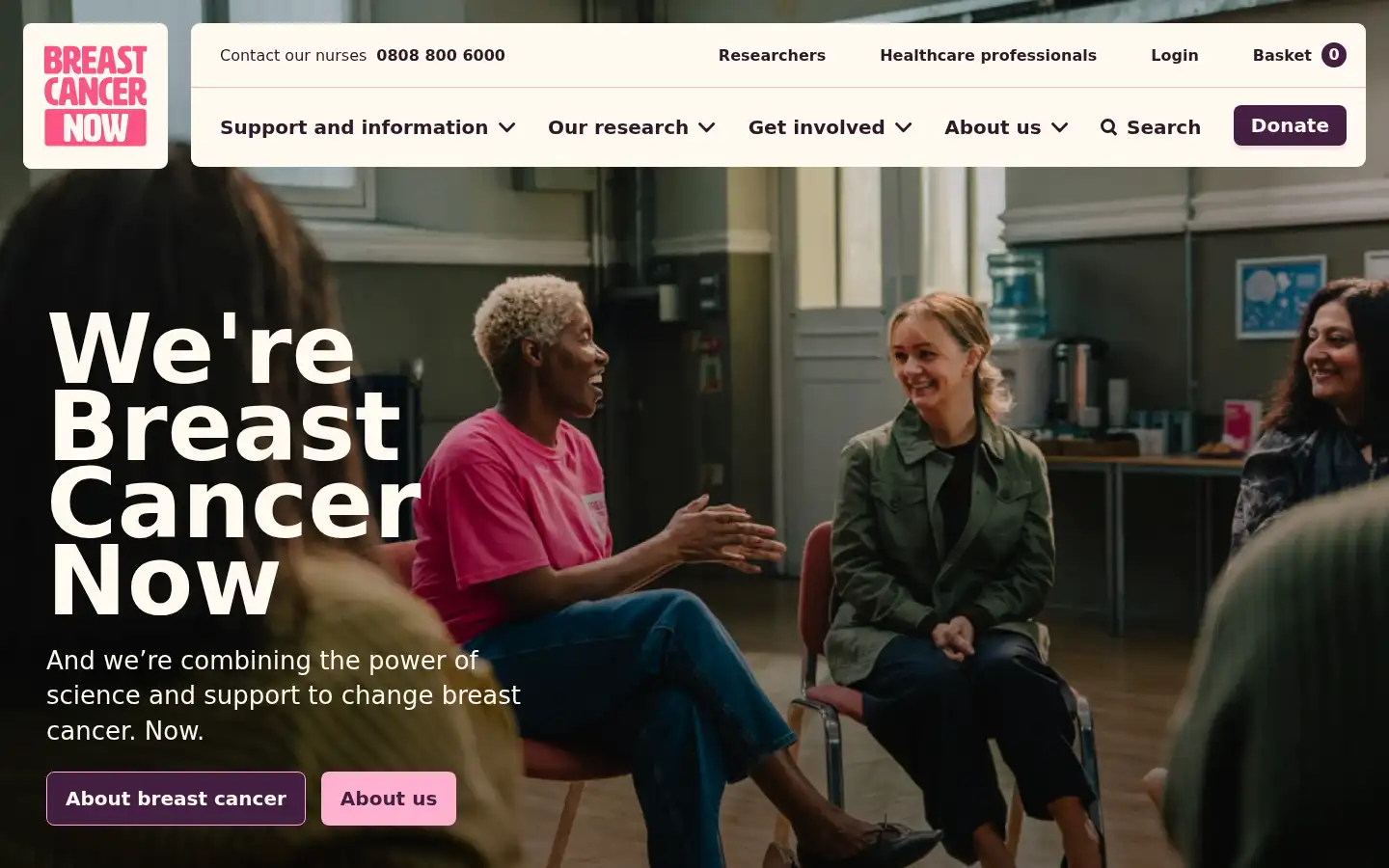 Screenshot of breastcancernow.org
