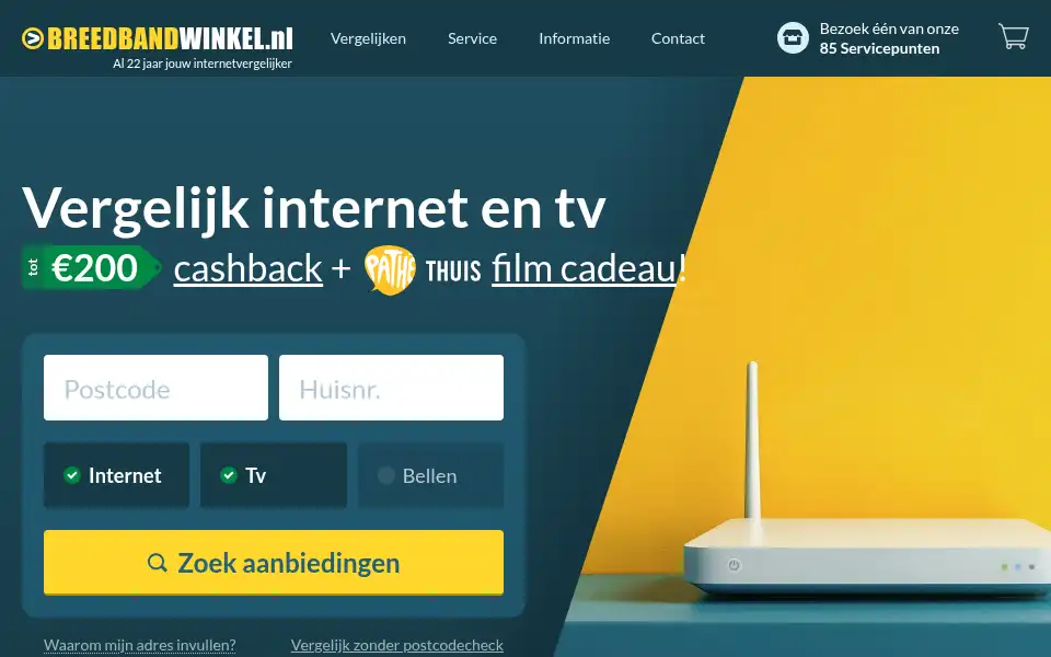 Screenshot of breedbandwinkel.nl
