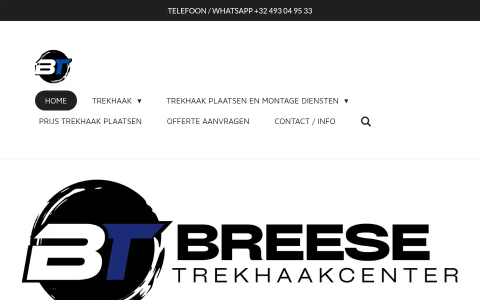 Screenshot of breesetrekhaakcenter.be