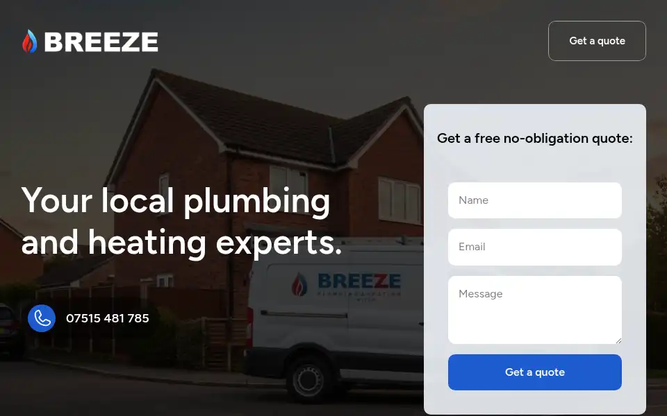 Screenshot of breeze-heating.co.uk