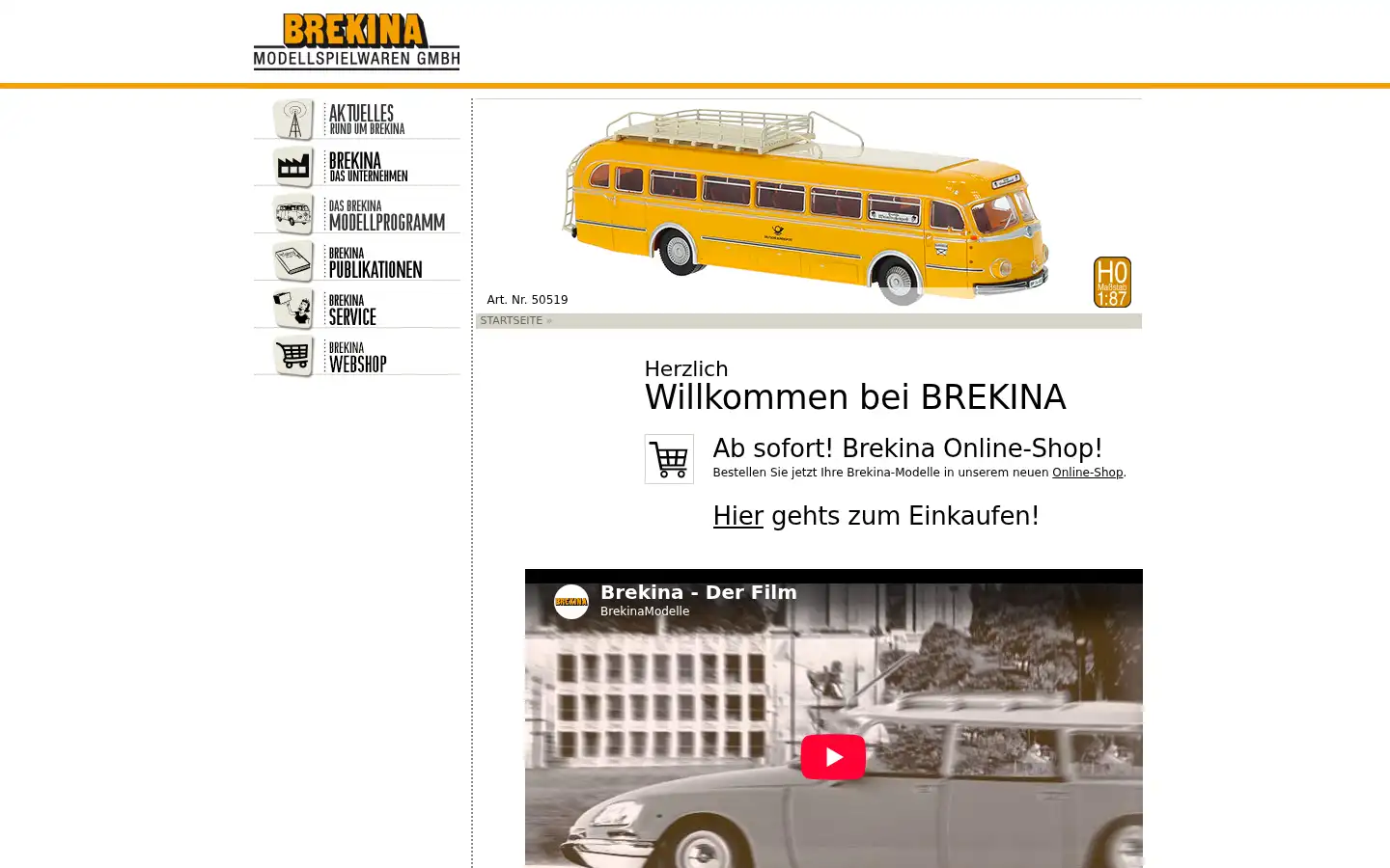 Screenshot of brekina.de