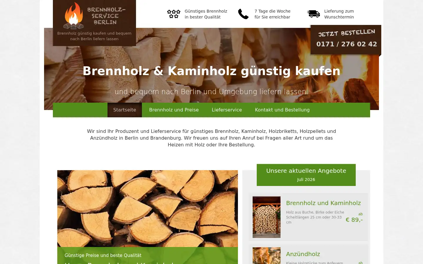 Screenshot of brennholzservice-berlin.de