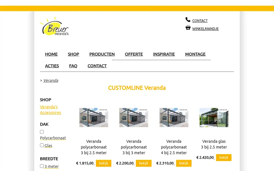 Screenshot of breuerverandas.nl