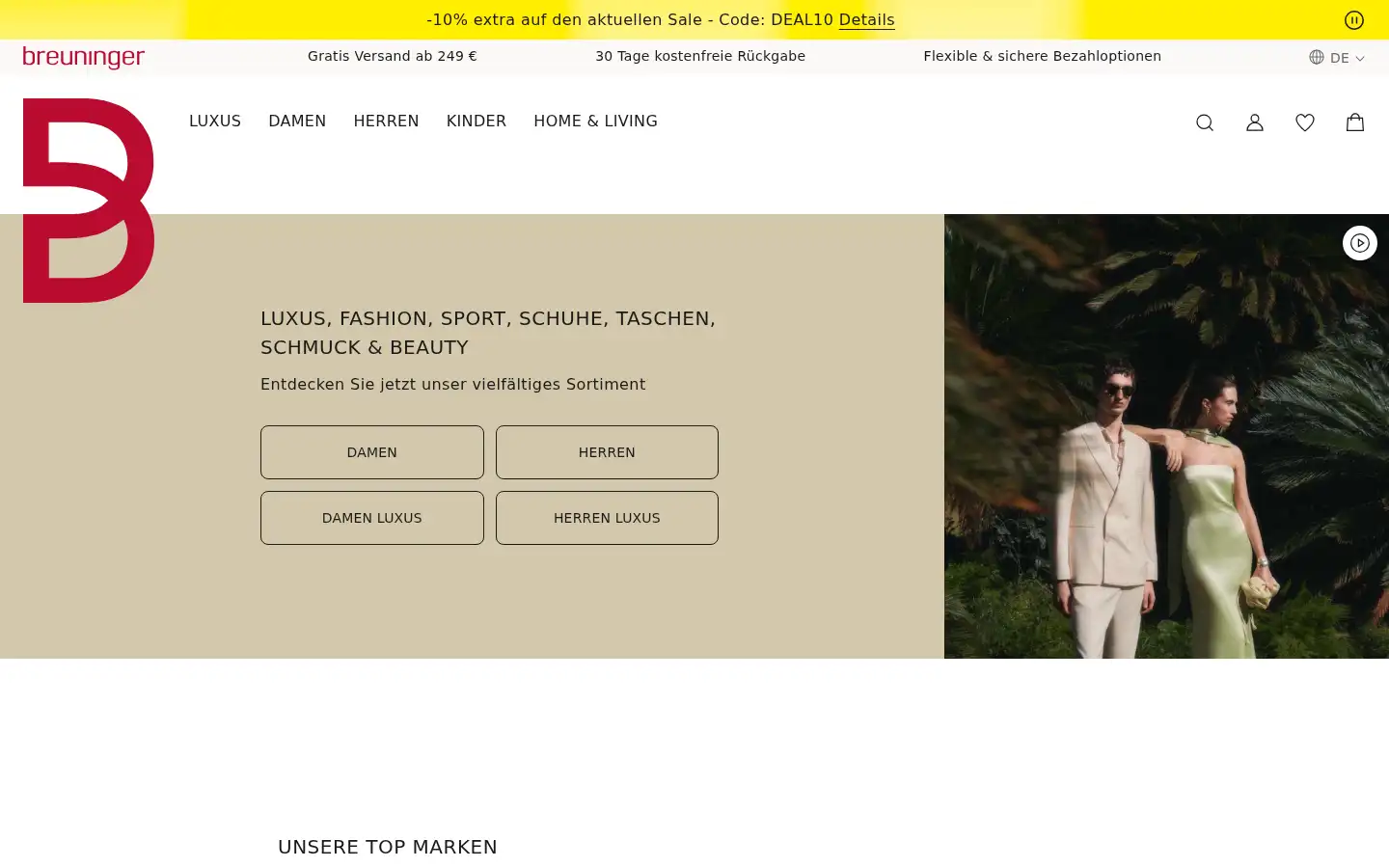 Screenshot of breuninger.com