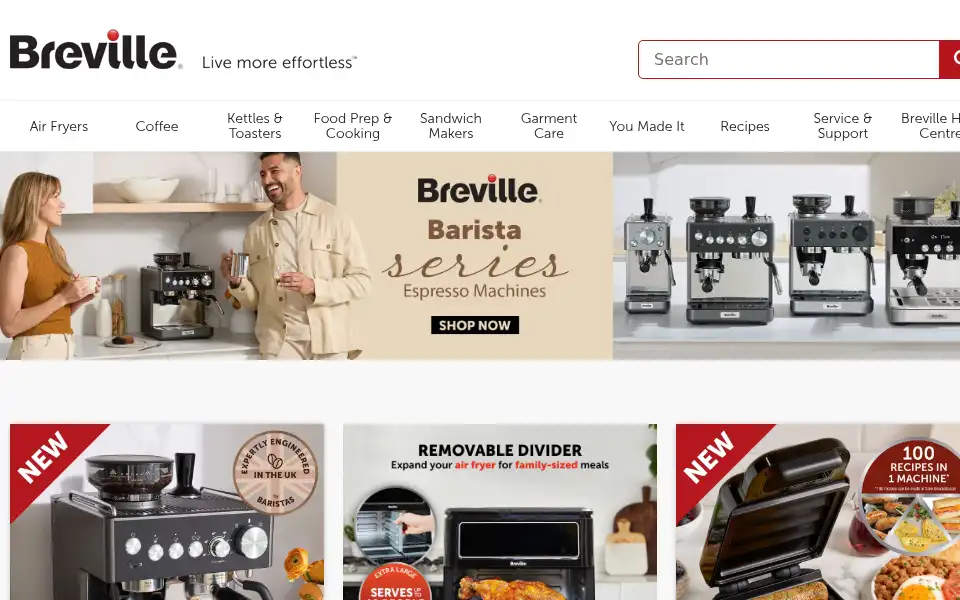 Screenshot of breville.co.uk