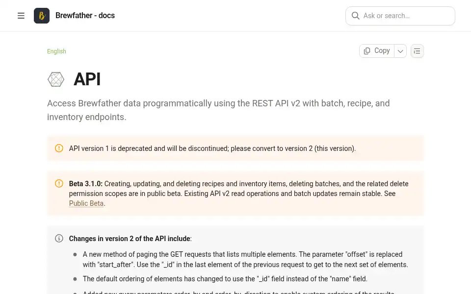 Screenshot of brewfather.app
