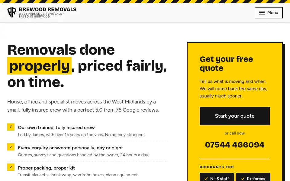 Screenshot of brewoodremovals.co.uk