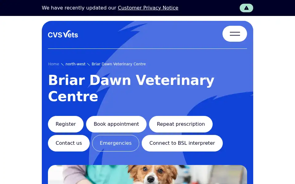 Screenshot of briardawnvets.co.uk