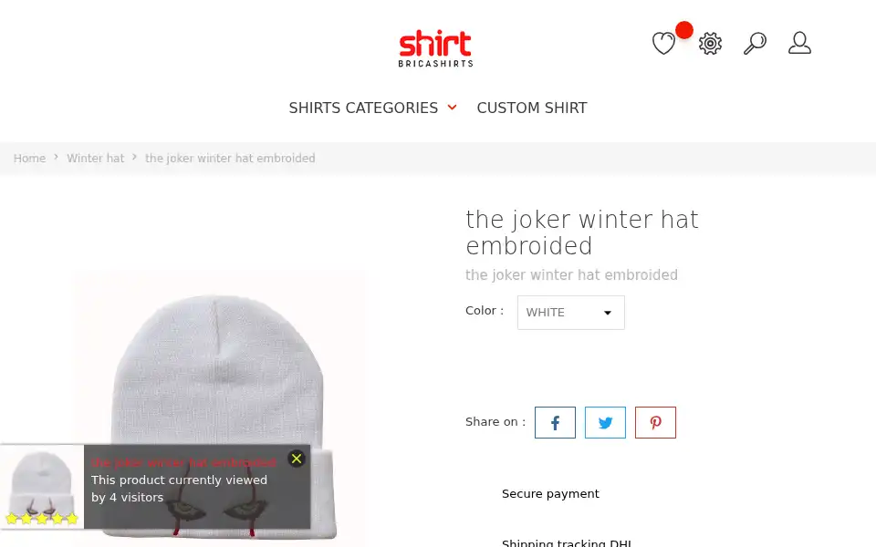 Screenshot of bricashirts.com