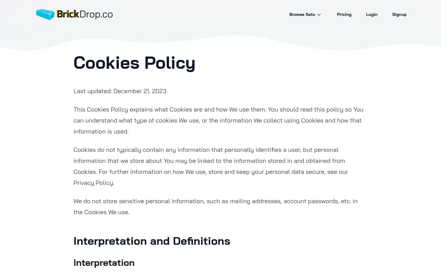 Screenshot of brickdrop.co