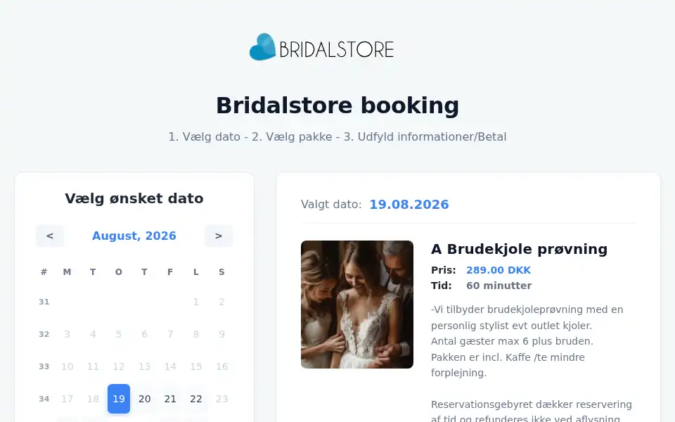 Screenshot of bridalstore.dk