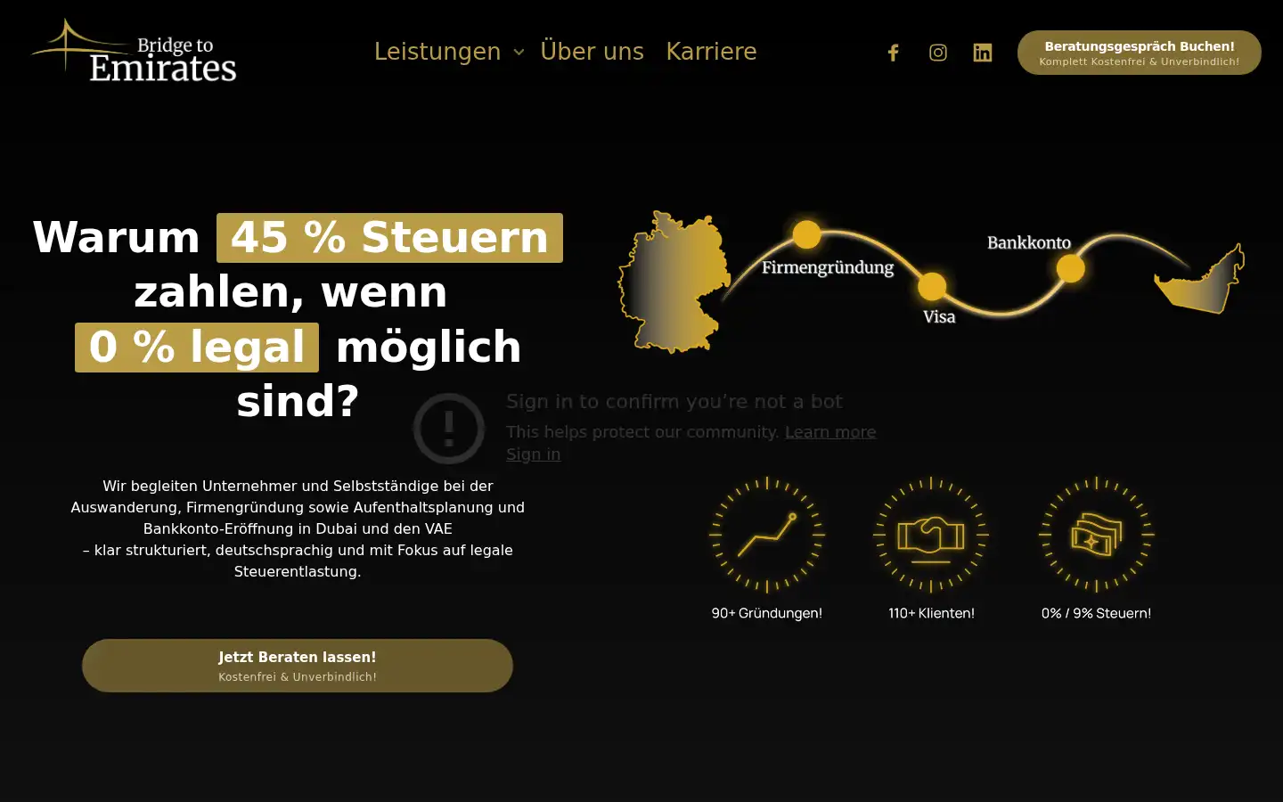 Screenshot of bridge-to-emirates.com