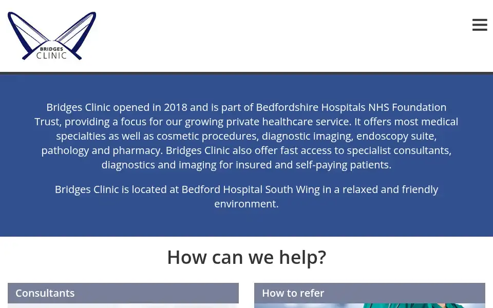 Screenshot of bridgesclinic.co.uk