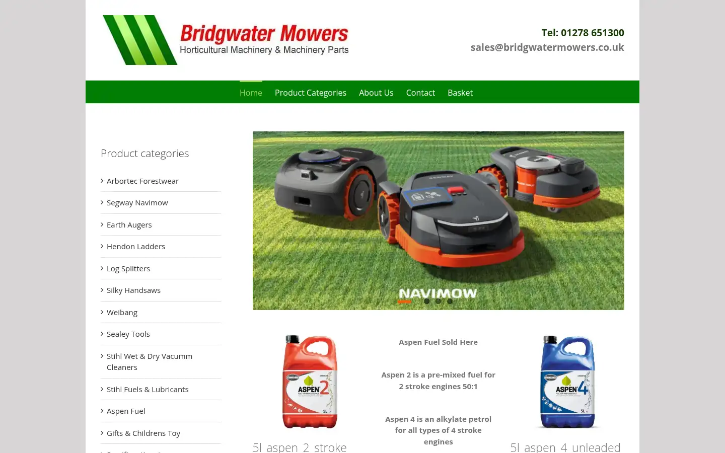 Screenshot of bridgwatermowers.co.uk