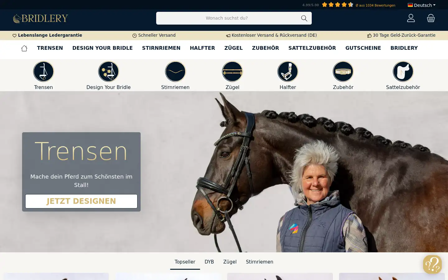 Screenshot of bridlery.com