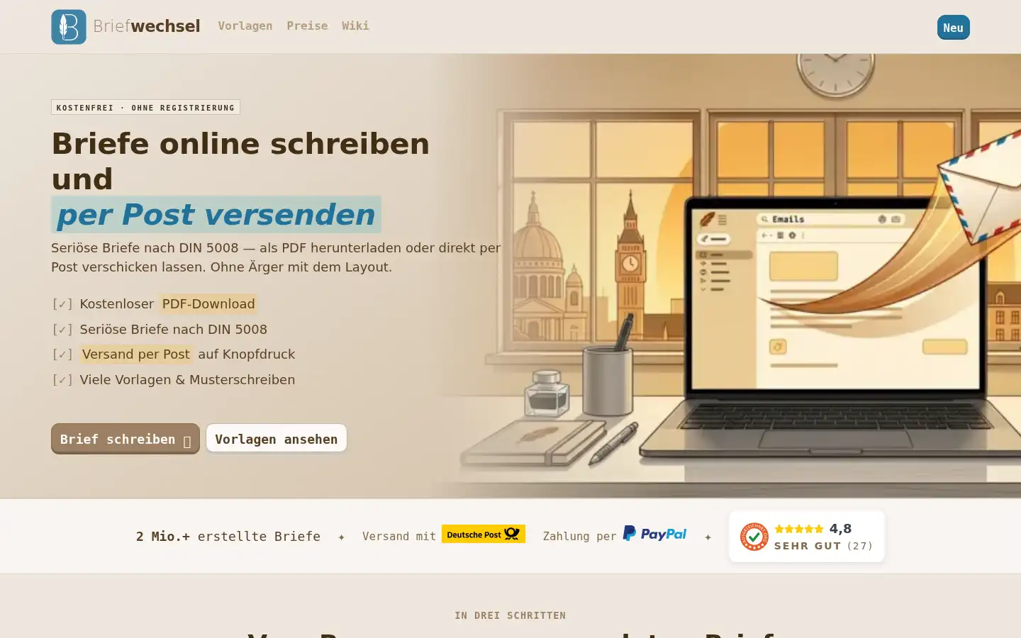 Screenshot of brief-wechsel.de