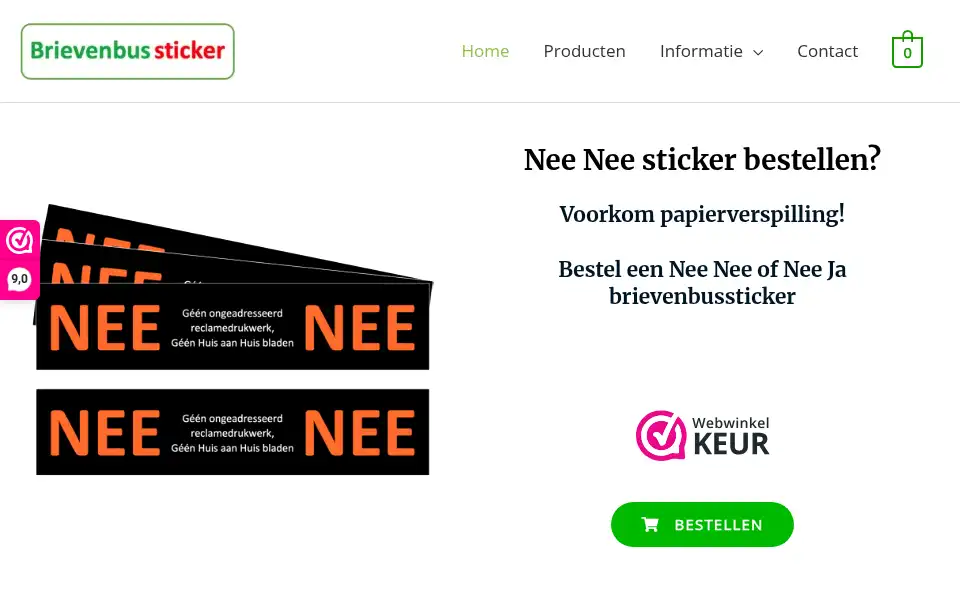 Screenshot of brievenbussticker.shop