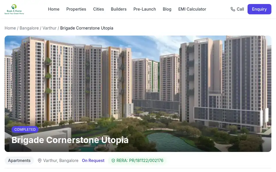 Screenshot of brigadecornerstoneutopia.net.in