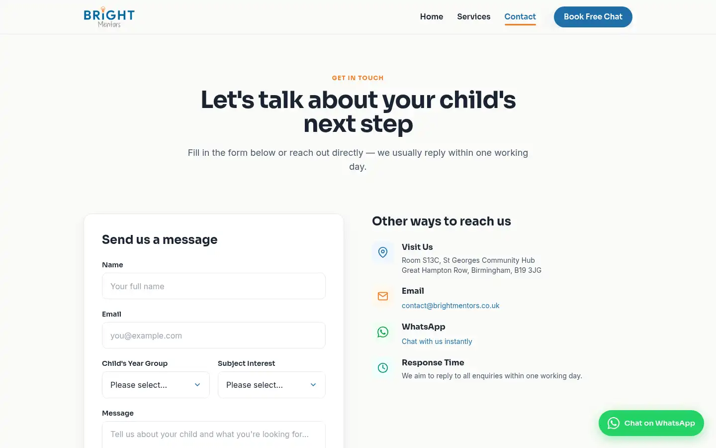 Screenshot of brightmentors.co.uk