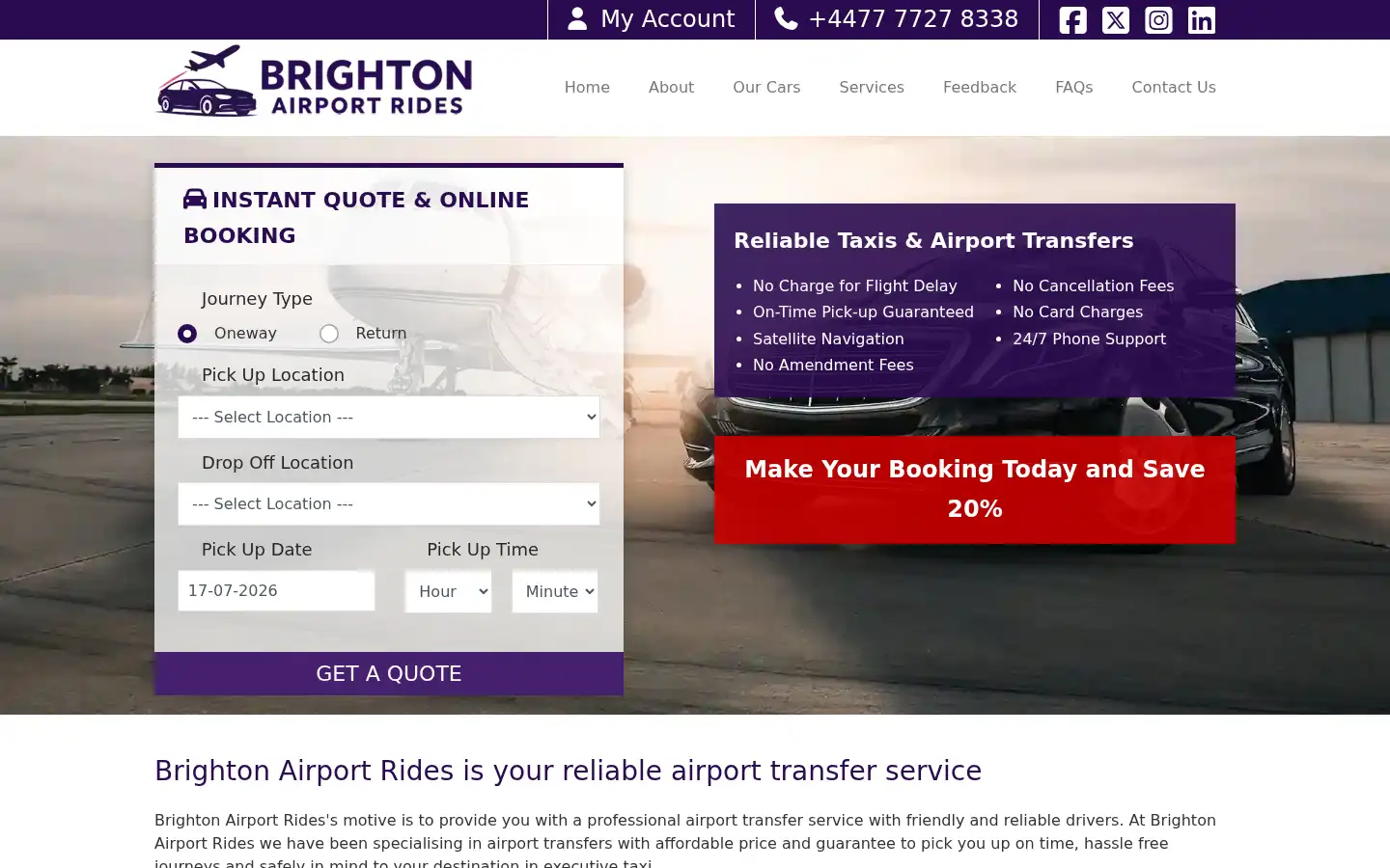 Screenshot of brightonairportrides.com