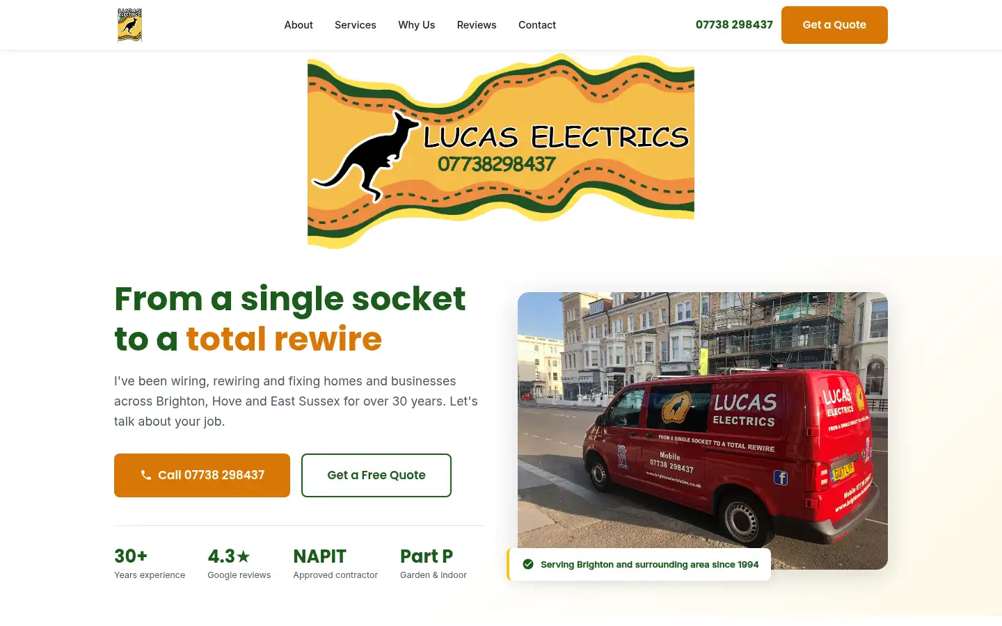 Screenshot of brightonelectrician.co.uk