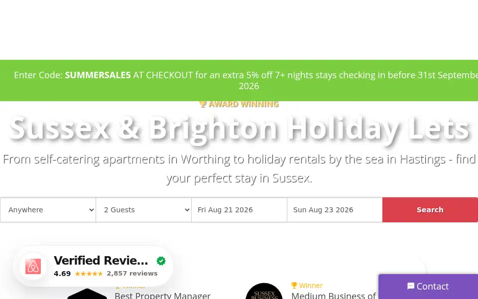 Screenshot of brightongetaways.com