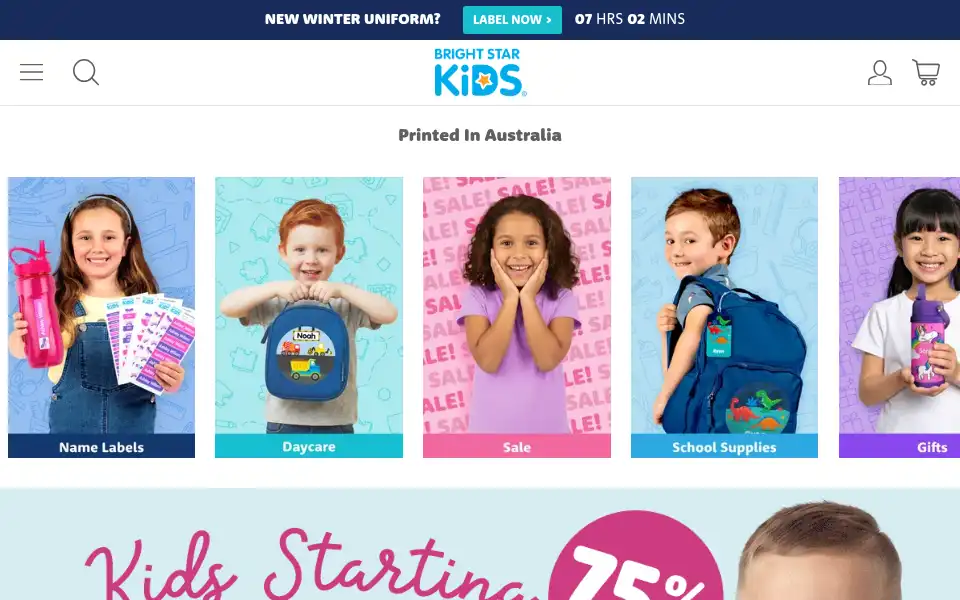 Screenshot of brightstarkids.com.au