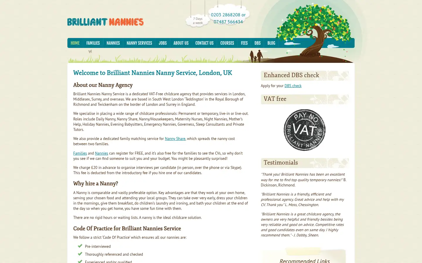 Screenshot of brilliantnannies.co.uk