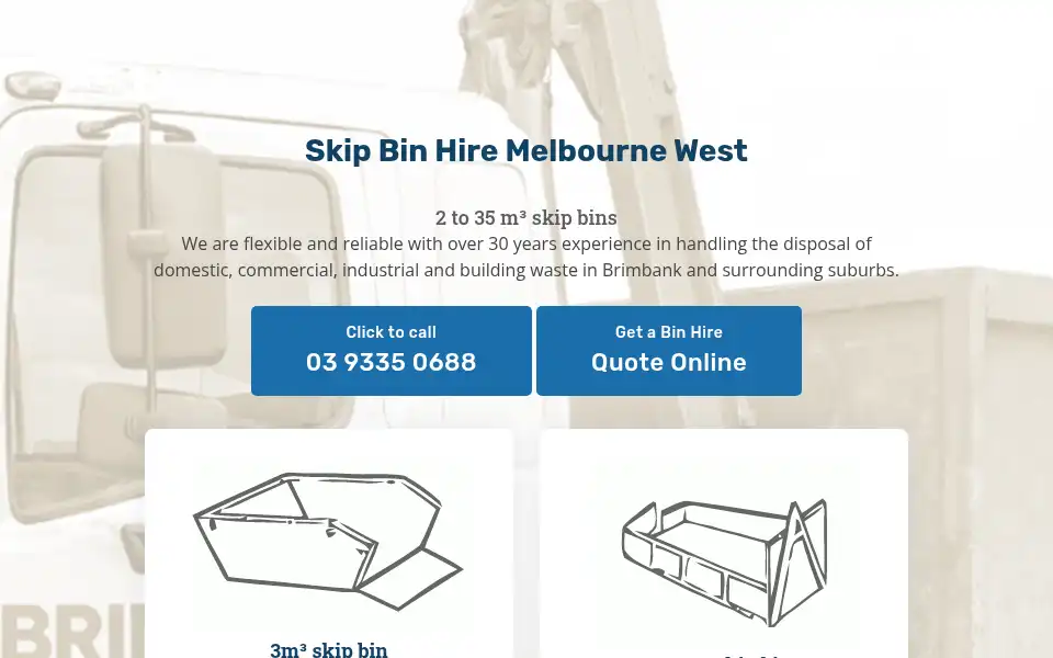 Screenshot of brimbankbinhire.com.au
