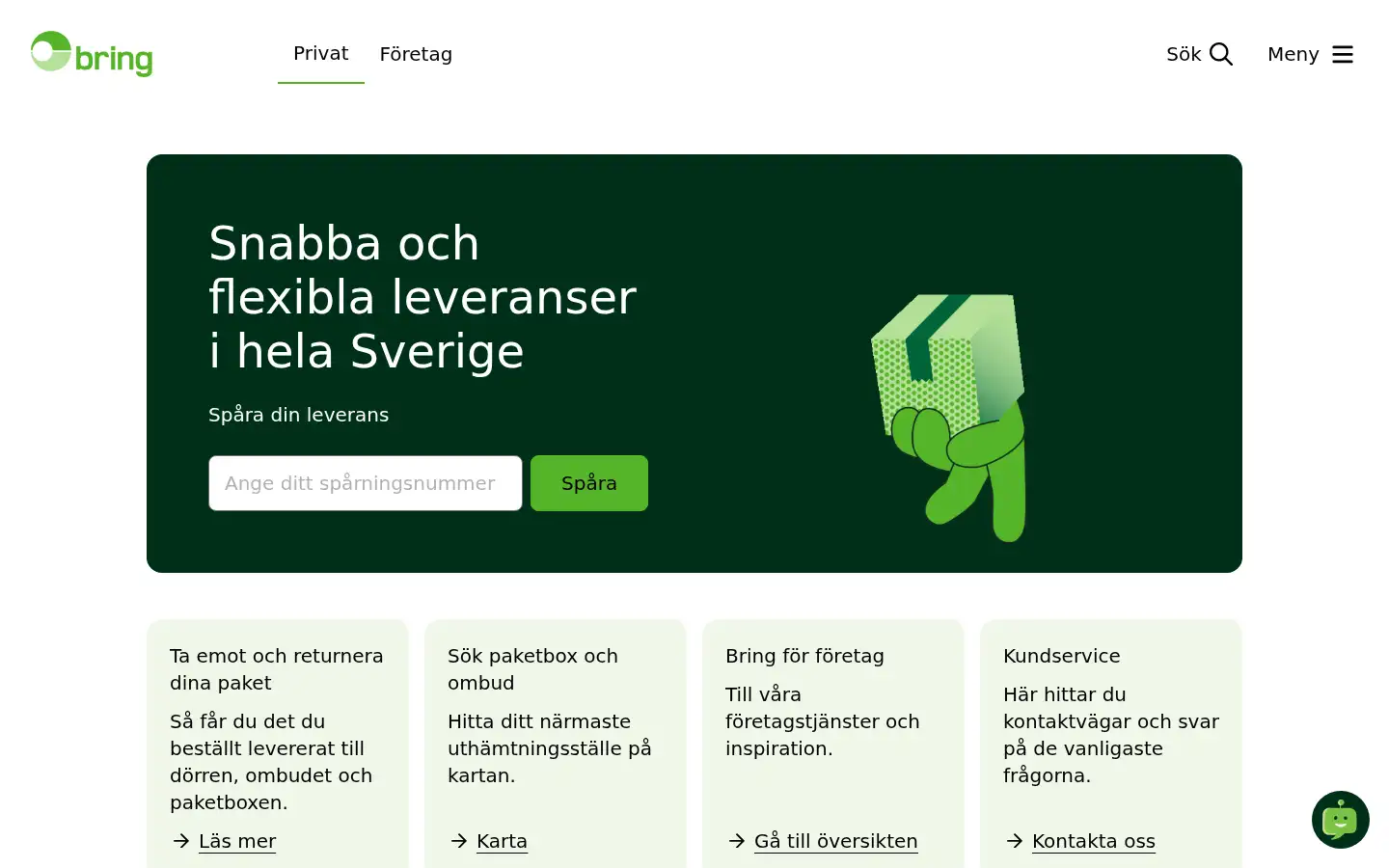 Screenshot of bring.se