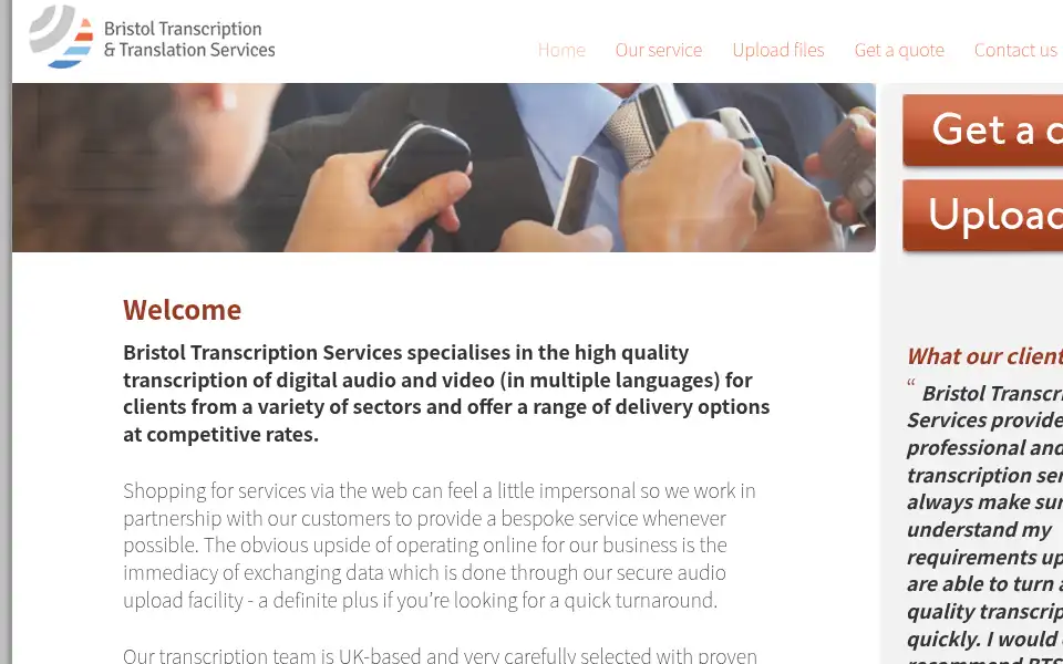 Screenshot of bristoltranscriptionservices.co.uk