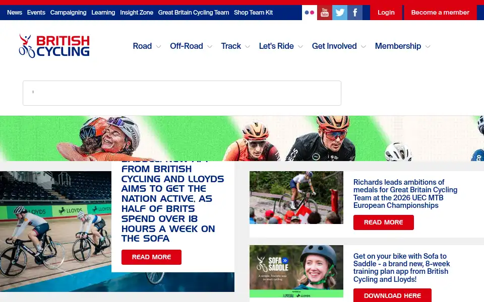 Screenshot of britishcycling.org.uk