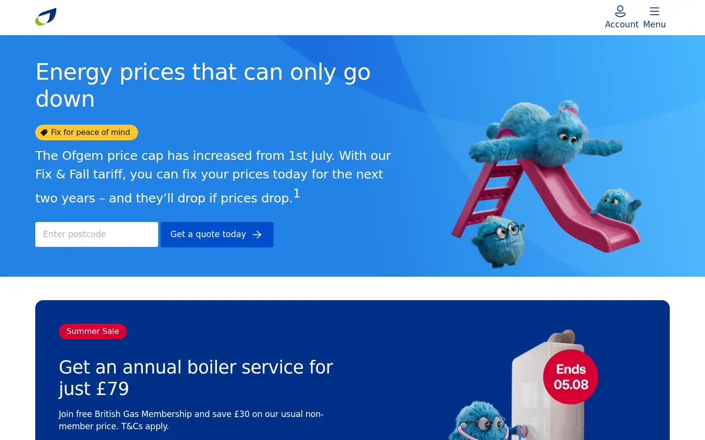 Screenshot of britishgas.co.uk