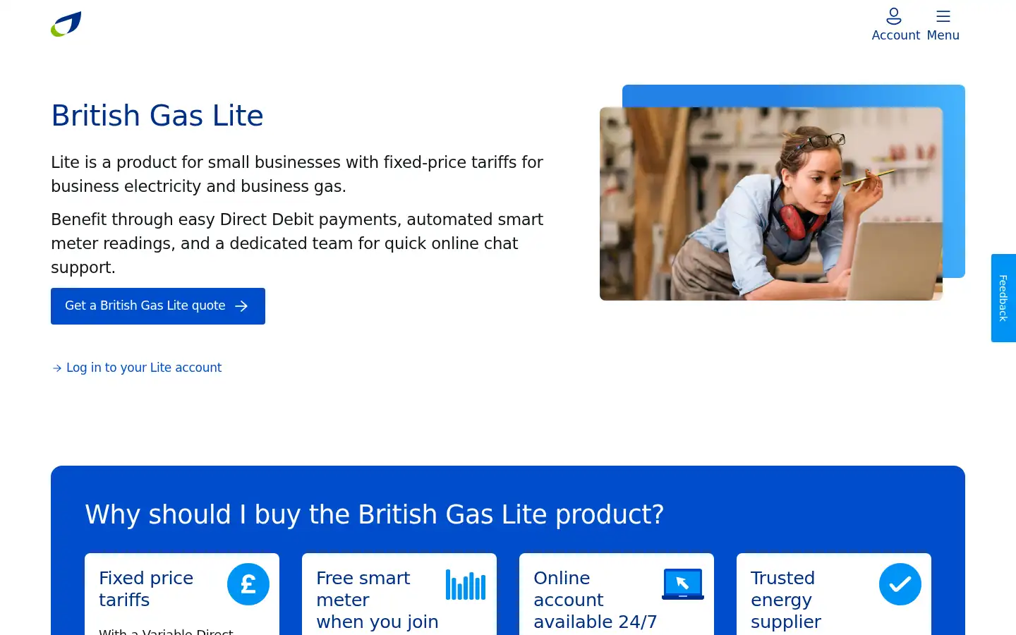 Screenshot of britishgaslite.co.uk