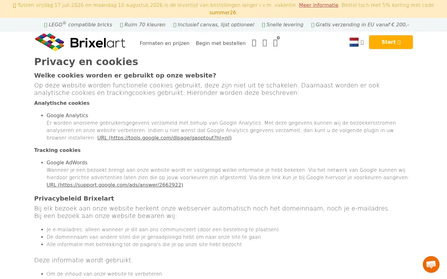 Screenshot of brixelart.nl