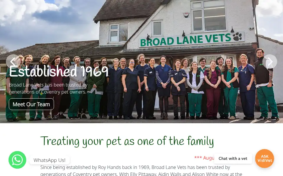 Screenshot of broadlanevets.co.uk