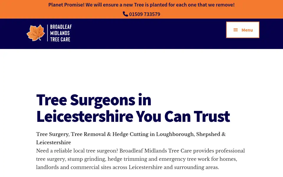 Screenshot of broadleafmidlandstreecare.co.uk