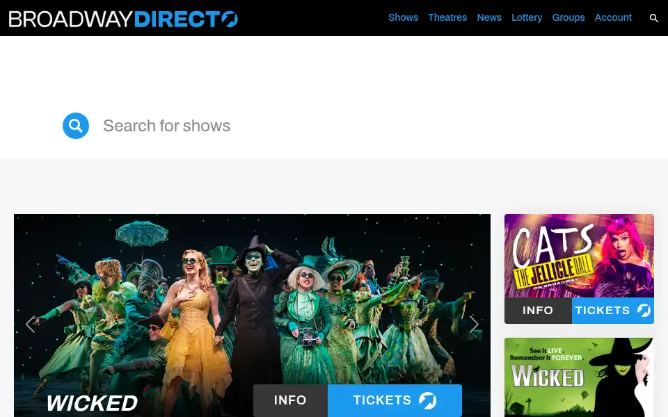 Screenshot of broadwaydirect.com